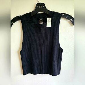 NWT! AERIE, Ribbed Rebel Crop Tank Top, Black,  Size XS-$24.50